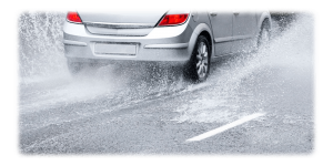 Hydroplaning, Car, Driving in the Rain,