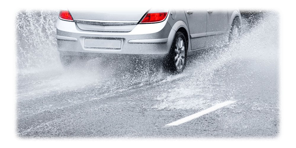 Hydroplaning, Car, Driving in the Rain,